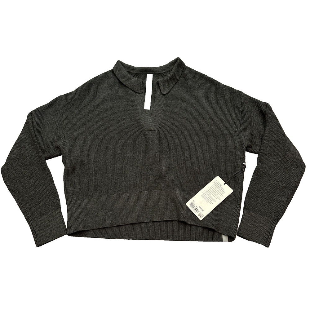 Lululemon Collared Merino Wool Sweater HBLK Heathered Black Size XL